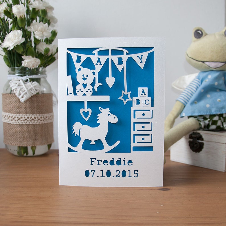 Personalised New Baby Boy Card It�s A Boy Handmade Paper