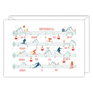 Skifahrer Geburtstagskarte | Alles Gute zum Geburtstag Notenblatt | Personalisierte Karte | Geschenk für Skifahrer | Ski fahren Karte | Skifahrer Geschenk | Ski Druck