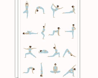 Yoga Birthday Card For Her Unique Handmade Art, Yoga Poses Meditation Artwork Appreciation Gift For A Yoga Teacher Instructor Keepsake