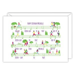 Geburtstagskarte | Alles Gute zum Geburtstag Notenblatt | Personalisierte Karte | Geschenk für Joggerin | Läufer Karte