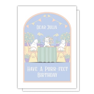 Personalisierte Katzen-Tee-Party-Geburtstagskarte - Katzenliebhaber-Geschenk - Karte von der Katze - Katzenkarte für Sie