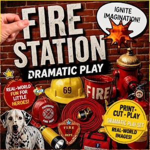 Fire Station Dramatic Play | Printable Download | Pretend Play | Fire Safety Theme | Fire Safety Bulletin Board | Community Helper