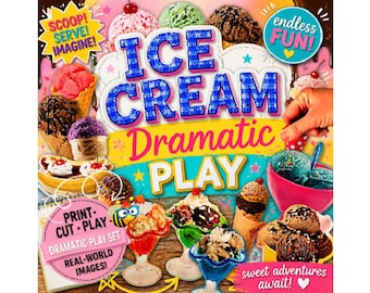 Juego de rol de heladería / Imprimible / Descarga digital / Juego de simulación / Decoración para tablón de anuncios / Decoración para fiestas de cumpleaños / Actividad de verano