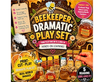 Beekeeper Dramatic Play Set | Printable | Digital Download | Preschool Play | Science Activity | Bee Theme | Homeschool Play