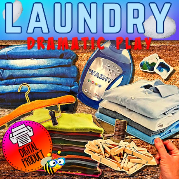 Laundry Pretend Play | Printable Dramatic Play for Preschool | Homeschool Laundry Dramatic Play