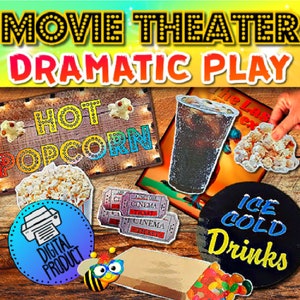 Movie Theater Dramatic Play | Pretend Play Movie Theater | Printable | Preschool Play | PreK Play | Homeschool Play