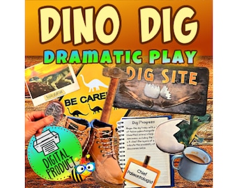 Dinosaur Dig Dramatic Play | Dinosaur Pretend Play | PreK Pretend Play | Identify Dinosaur | Dinosaur Activity | Homeschool | Dinosaur Theme