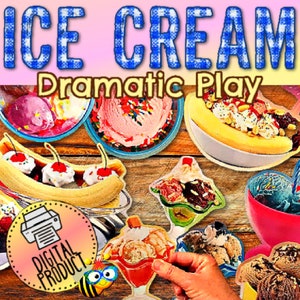 Ice Cream Stand Dramatic Play | Ice Cream Stand Pretend Play | Bulletin Board Decor | Birthday Party Decor | Summer Activity | Preschool