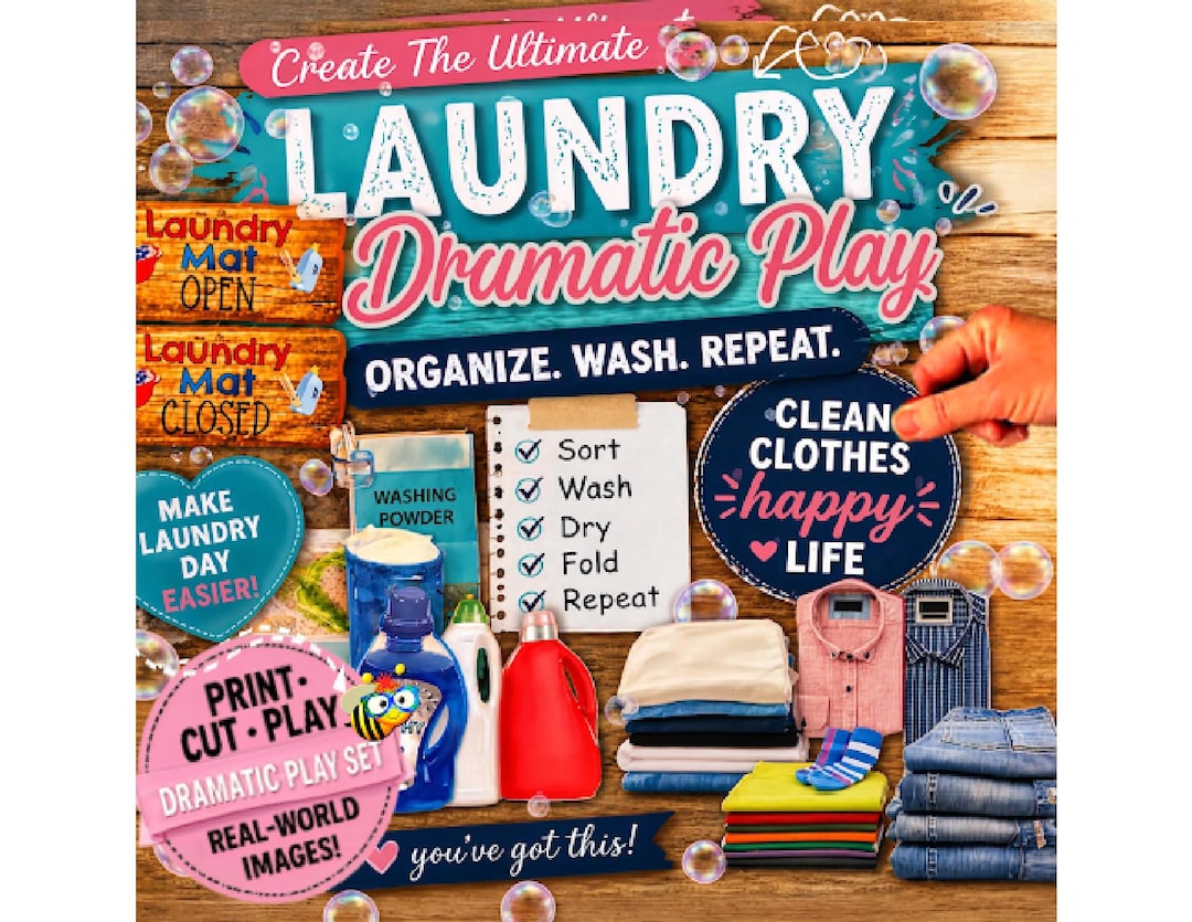 Laundry Dramatic Play | Printable | Digital Download | Pretend | Life ...