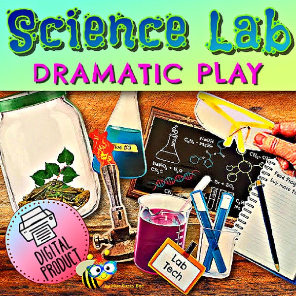 Dramatic Play Science Lab | Science Lab Pretend Play | Science Bulletin Board | Science Printable | Preschool Science | Homeschool Science