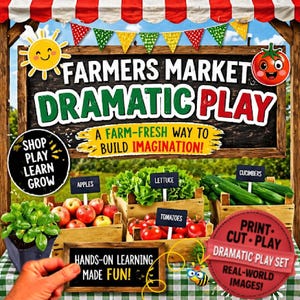 Farmers Market Dramatic Play | Digital Download | Printable | Pretend Play | Bulletin Board Decor | Food Theme | Farm Theme