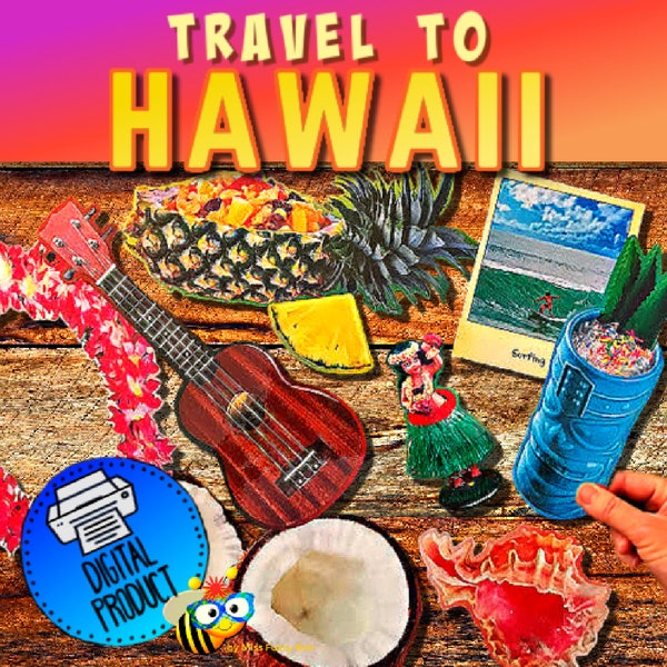 Dramatic Play Hawaii | Travel to Hawaii Dramatic Play | Hawaii Activity | Pretend Play | Food Printables | Preschool Play | Homeschool Play