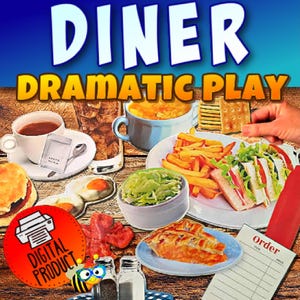 Diner Dramatic Play | Restaurant Pretend Play | Bulletin Board Decor | Food Cutouts | Preschool Play | Diner Theme | Food Classroom Decor