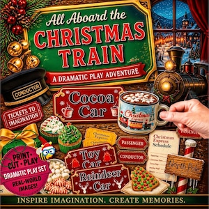 Christmas Train Dramatic Play | Printable | Digital Download | Pretend | Train Playset | Christmas Activity | Train Theme | Homeschool