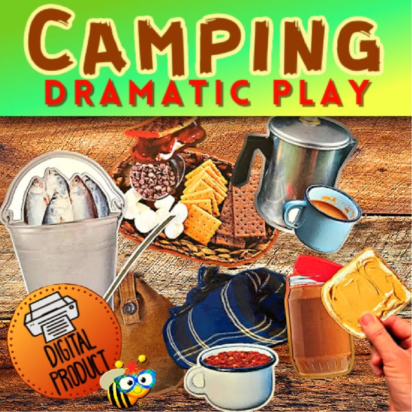 Dramatic Play Camping | Camping Pretend Play | Bulletin Board Decor | Birthday Party | Printable | Preschool | Homeschool