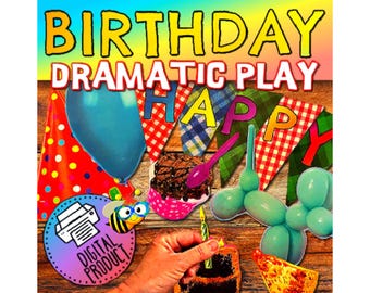 Birthday Party Dramatic Play Set | Printable Preschool and Homeschool Play | Pretend Play Birthday | Birthday Theme |  Birthday Decor