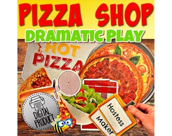 Pizza Shop Dramatic Play | Pizza Bulletin Board Decor | Birthday Party | Food Cutouts | Pizza Theme | Preschool | Homeschool