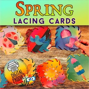 Spring Lacing Cards | Lacing Cards | Spring Activity |  Preschool | PreK | Homeschool