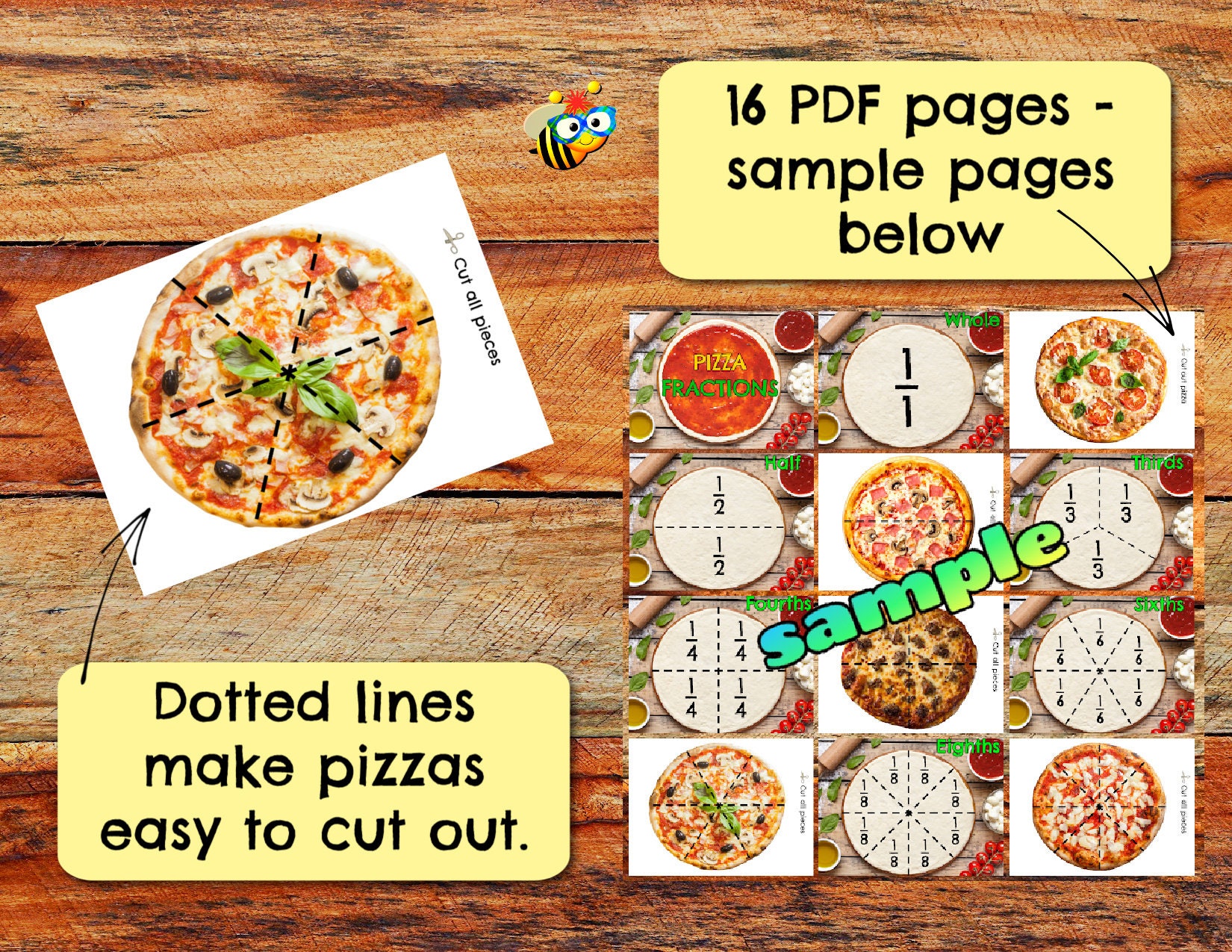 Pizza Fractions Printable Hands-on Math Activities 1st 2nd Grade ...