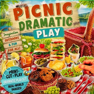 Picknickdramatiklek | Utskrivbar | Digital nedladdning | Låtsaslek | Förskola | Utskrivbar mat | Hemundervisning | Sommaraktivitet | Utklippta bilder