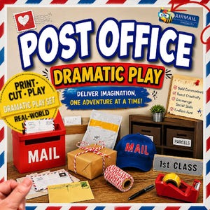 Gioco di ruolo all'ufficio postale / Gioco di finzione nella sala posta / Decorazione della bacheca / Gioco per la scuola materna / Tema ufficio postale / Professionista della comunità