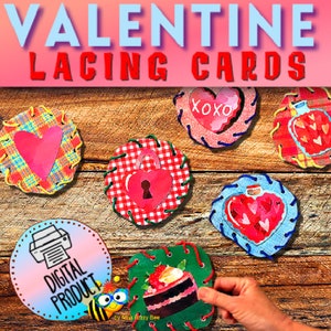 Valentine Lacing Cards | Lacing Cards | Valentine Activity |  Preschool | WInter Activity | Homeschool