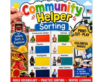 Community Helpers Sorting Activity | Community Helpers Theme | Occupation Printables | Community Helper Sorting | PreK Learning | Homeschool