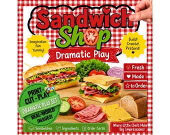 Sandwich Shop Dramatic Play | Restaurant Dramatic Play | Sandwich Activity | Pretend Play | Food Printable | Preschool Play | Homeschool