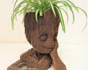 Baby groot bust flower statue planter cardboard sculpture eco friendly