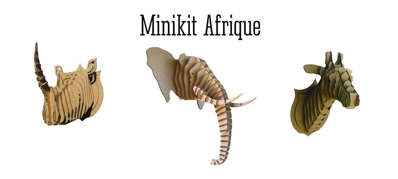 Elephant Rhino and Giraffe DIY 3D puzzle Minikit Africa Trophy