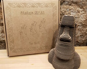 Statue de Moai en kit à monter soi-même DIY Puzzle 3D Carton recyclé