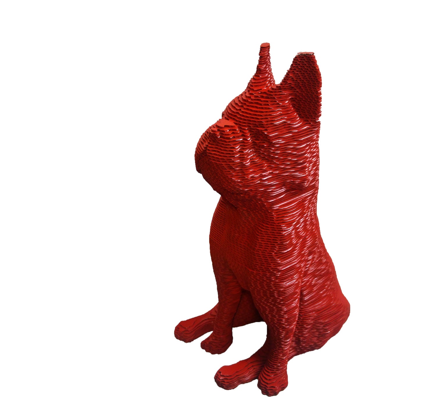 Pop Art Bulldog Sculpture en Carton Recyclé Statue Cadeau