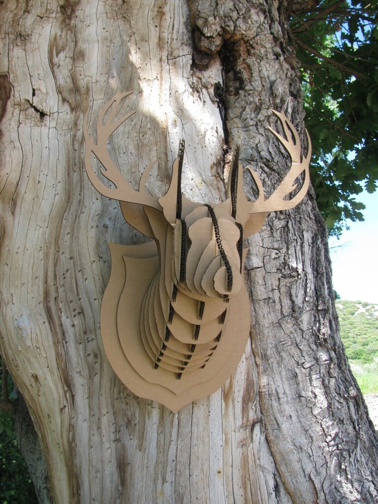 Trophée Tête de Cerf en Carton, Kit à Monter Soi-Même 3D Puzzle Pour Enfants