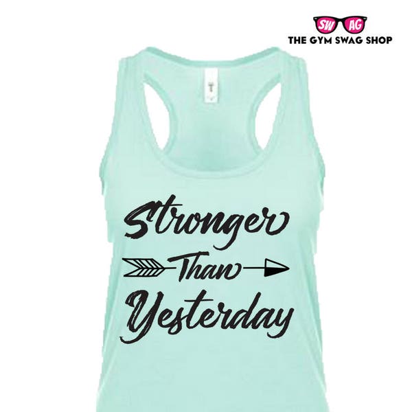 Stronger Than Yesterday Cotton Jersey Racerback Tanktop