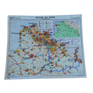 Ancienne carte scolaire n11 Région du nord de la France - Hachette / Ancienne carte / Magic'Puce / Mappemonde