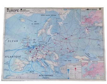 Ancienne carte MDI de l'Europe // Carte scolaire poster vintage Europe édition MDI Affiche / Magic'Puce / Europe / Ancienne carte scolaire