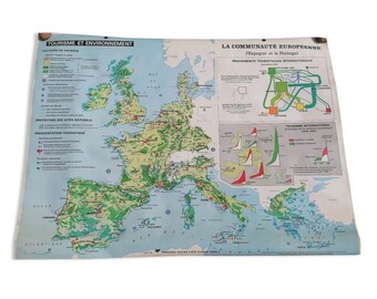 Old Hatier Big Map: The European Community. 154 x 115 cm // Map Europe / Europe Map / Magic'Puce
