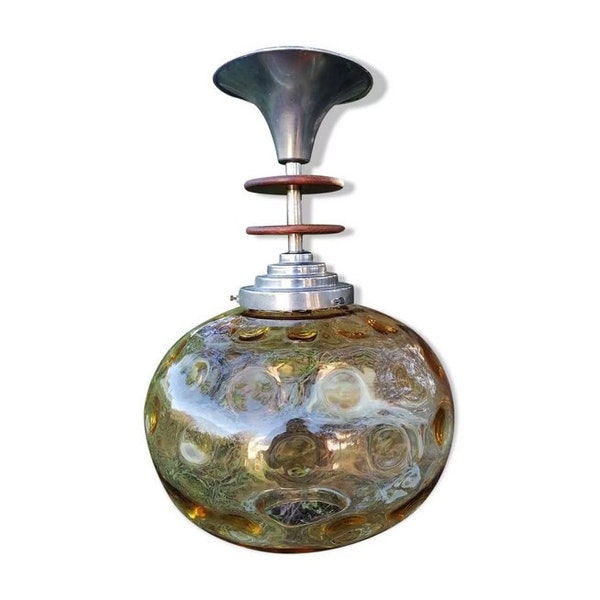 Suspension vintage boule en verre ambré / lustre en verre vintage / Magic'Puce