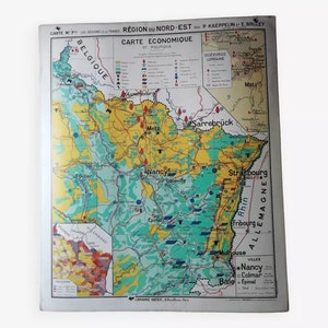 Mappa della vecchia scuola: Francia, Nord-Est, Hatier Kaeppelin.  / Vecchia mappa / Magic'Puce / Mappa del mondo