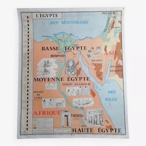 Affiche Rossignol l'Égypte antique - les premières civilisations / Égypte Antique / poster vintage / ancienne carte géographie // Magic'Puce