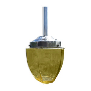 Art deco yellow glass globe pendant light / Electrified 40s glass ceiling lights / art deco / France / Magic'Puce