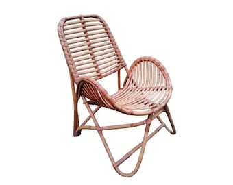 Vintage rattan armchair by Dirk Van Sliedregt for Rohe Noordwolde / Rattan Furniture / Vintage France - Magic'Puce