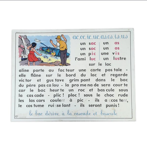 Ancienne Affiche Scolaire N5 et 6 d'apprentissage à La Lecture - Mdi/Made in France // Magic'puce