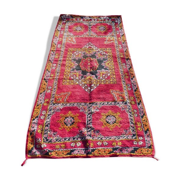 Tapis Berbère Marocain Vintage Boujaad de Khenifra Xxl 352X174 cm/Tapis Berbère Vintage Fait Main - 