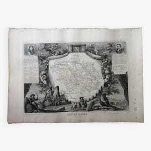 Ancienne carte Atlas national illustré France : L'Aube / Affiche originale France / carte vintage france / Magic'Puce
