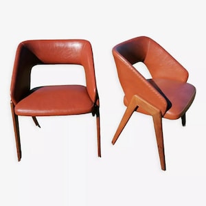 Pair of 634 shell armchairs by Michel Ducaroy for Roset SNA // Magic'Puce