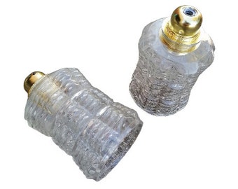 Duo of molded glass globe pendant lights / Vintage bell-shaped glass pendant light / vintage glass chandelier / Magic'Puce
