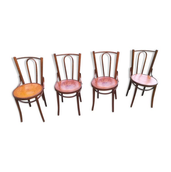 Lot de 4 Chaises Bistrot Art Déco/En Bois Courbé Style Thonet-Fishel - Baumann // Chaises Café Magic