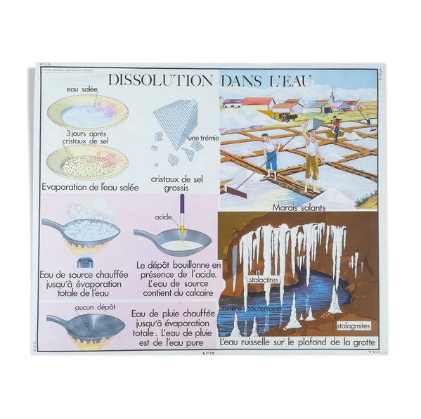 Affiche Pédagogique Rossignol L' Eau Dissolution et Changement d'etat/Magic'puce