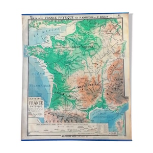 Ancienne carte de la France N11 Hatier Kaeppelin. / Ancienne carte France vintage / Magic'Puce / Mappemonde